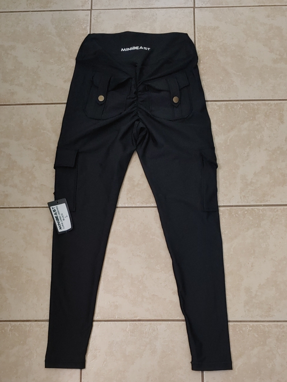 Minibeast Curve Cargo Leggings NWT Women's L Black Athletic Tights